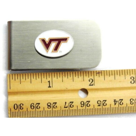 VT Virginia Tech Bottle Cap Opener SilverT Cash Holder Wallet Vintage Money Clip - Picture 3 of 6